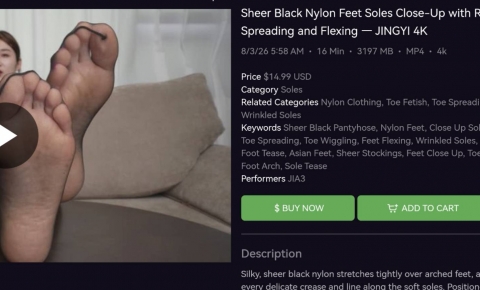 Sheer Black Nylon Feet Soles Close-Up with Relentless Toe Spreading and Flexing - JINGYI 4K