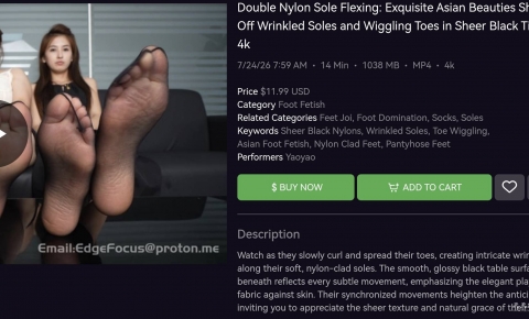 Double Nylon Sole Flexing: Exquisite Asian Beauties Show Off Wrinkled Soles and Wiggling Toes in Sheer Black Tights 4k