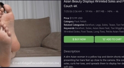 Asian Beauty Displays Wrinkled Soles and Flexible Toes on Couch 4K