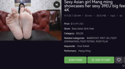 Sexy Asian girl Mang ming showcases her sexy 39EU big feet1 4K